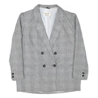 CITY LINE Womens Grey Check Double Breasted Jacket L Polyester Blend Plain