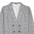 CITY LINE Womens Grey Check Double Breasted Jacket L Polyester Blend Plain