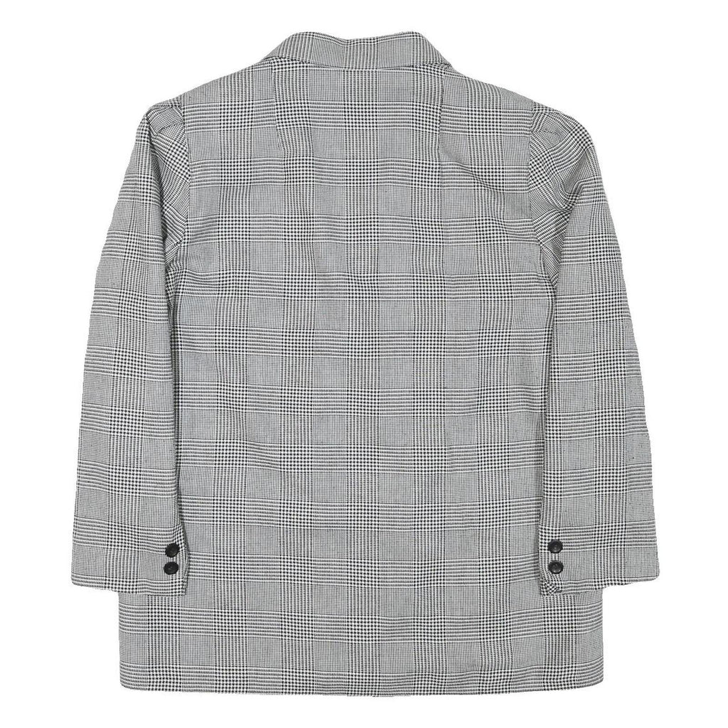 CITY LINE Womens Grey Check Double Breasted Jacket L Polyester Blend Plain
