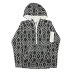 COLUMBIA Mens Black & White Patterned Pullover Hoodie S Zip Pocket Drawstring
