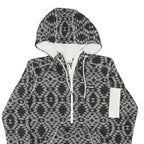 COLUMBIA Mens Black & White Patterned Pullover Hoodie S Zip Pocket Drawstring