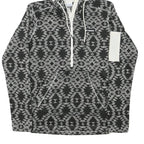 COLUMBIA Mens Black & White Patterned Pullover Hoodie S Zip Pocket Drawstring