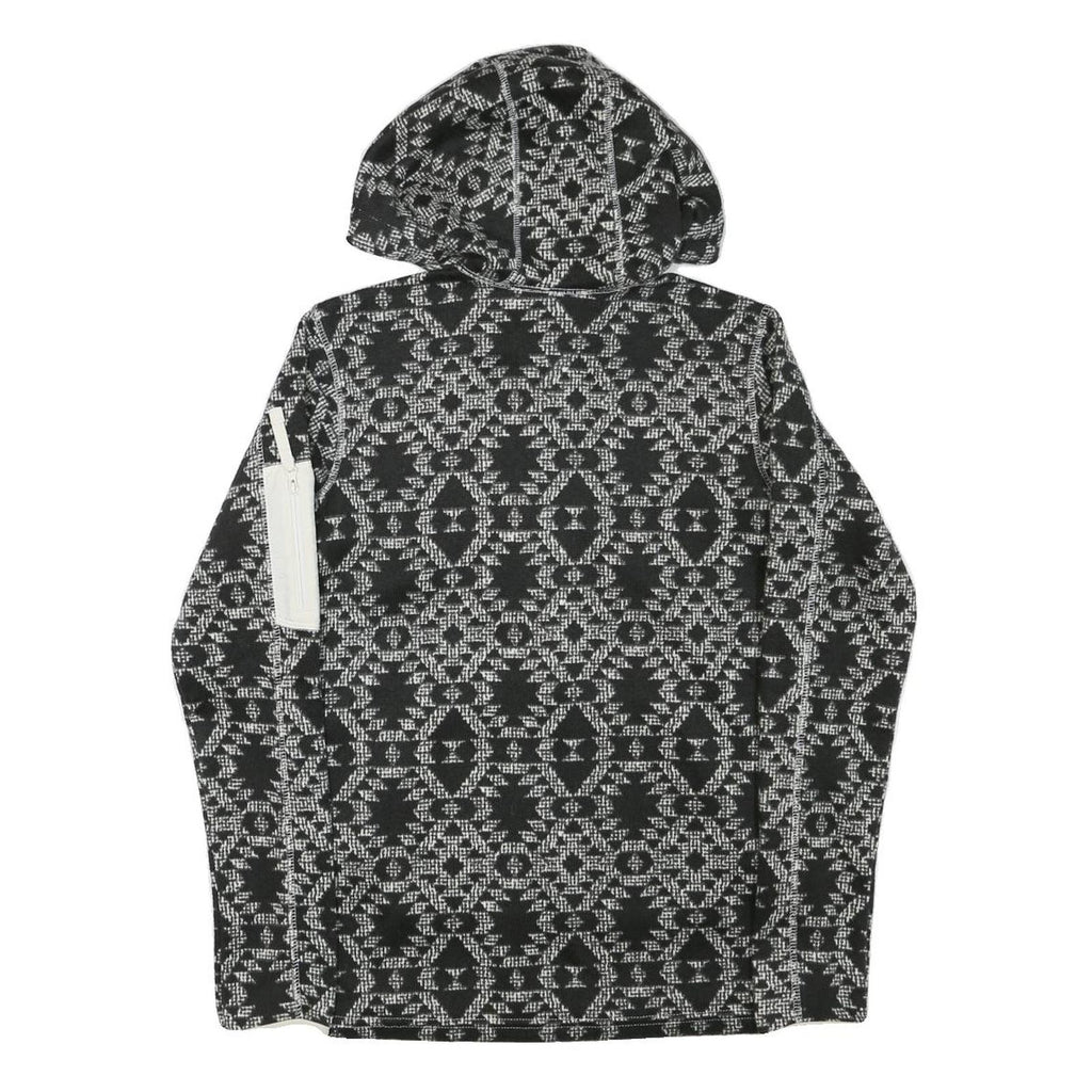 COLUMBIA Mens Black & White Patterned Pullover Hoodie S Zip Pocket Drawstring