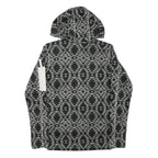 COLUMBIA Mens Black & White Patterned Pullover Hoodie S Zip Pocket Drawstring