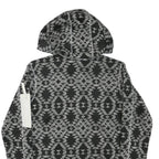 COLUMBIA Mens Black & White Patterned Pullover Hoodie S Zip Pocket Drawstring
