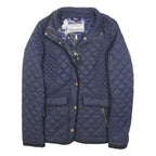 JOULES Womens Navy Blue Quilted Jacket UK 8 Polyester Blend Zip Casual Outerwear