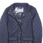 JOULES Womens Navy Blue Quilted Jacket UK 8 Polyester Blend Zip Casual Outerwear