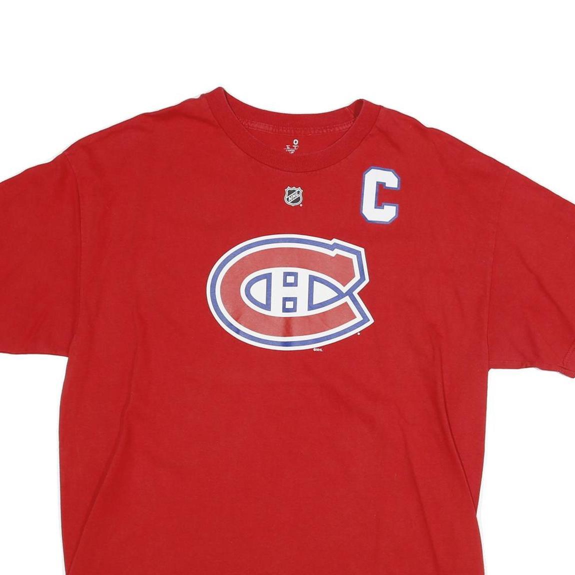 REEBOK Mens Red NHL Graphic T-Shirt L Short Sleeve Crew Neck Pacioretty 67