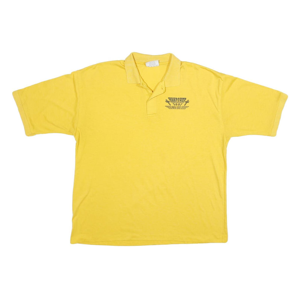 CRYSTAL SPRINGS Mens Yellow Short Sleeve Plain Polo Shirt XL Casual Summer