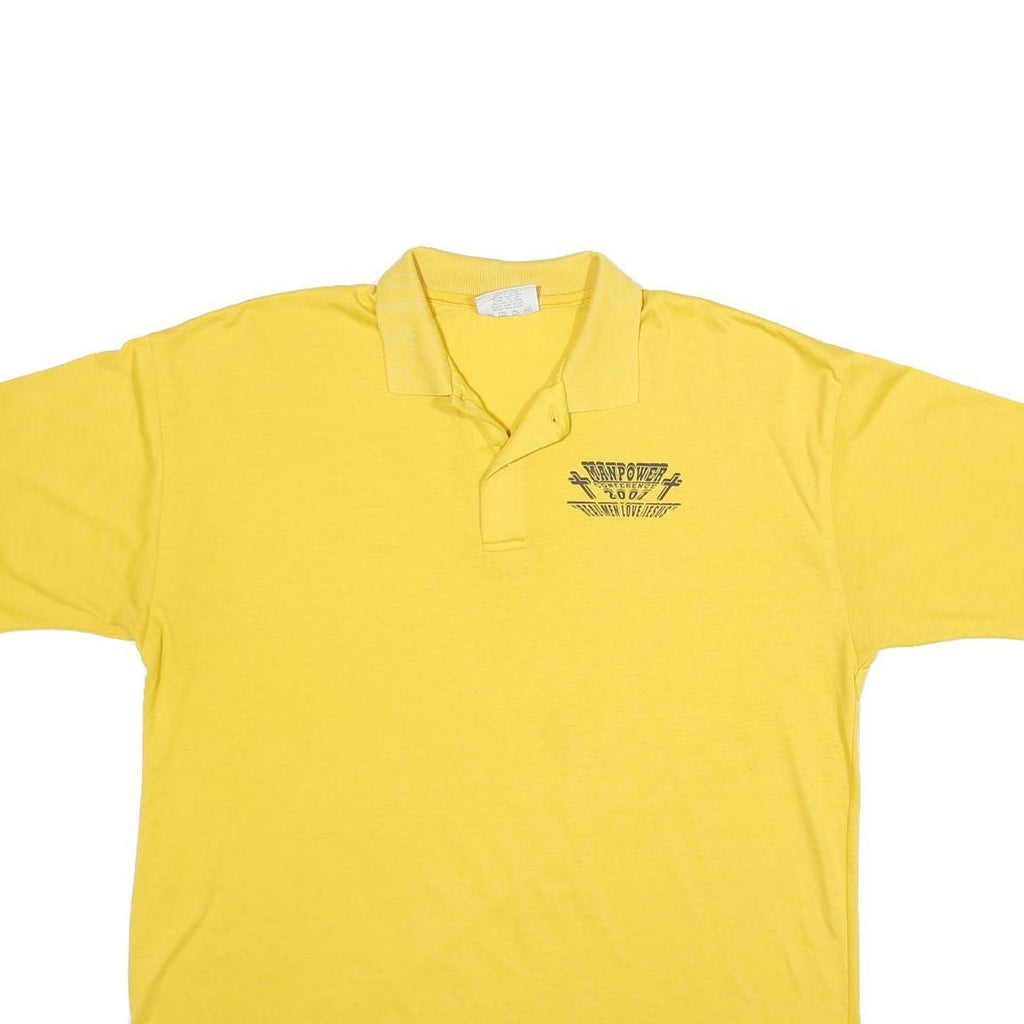 CRYSTAL SPRINGS Mens Yellow Short Sleeve Plain Polo Shirt XL Casual Summer