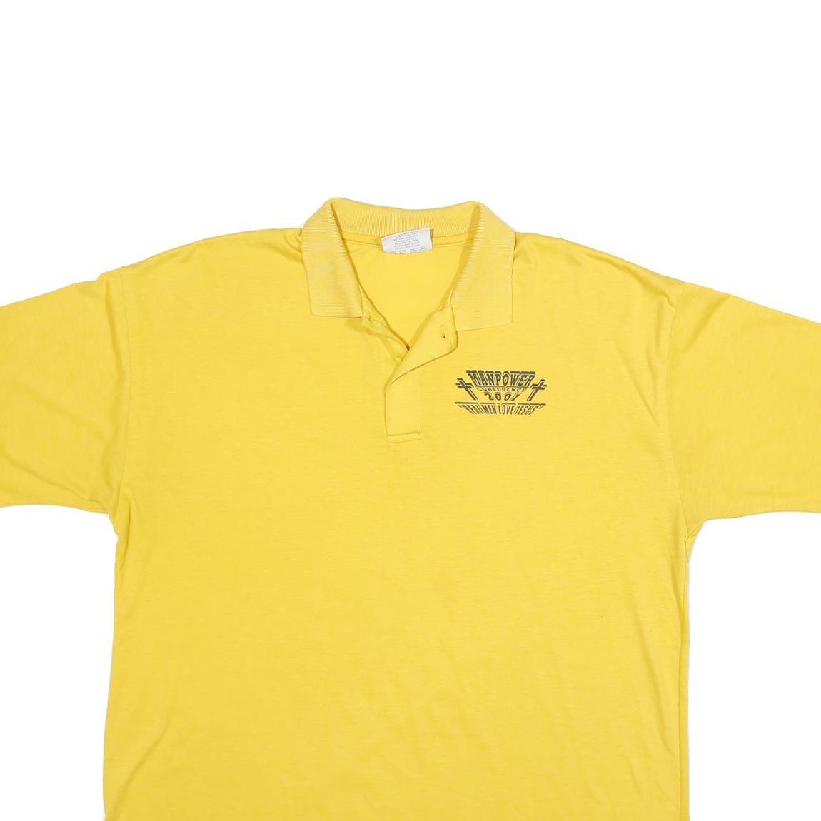 CRYSTAL SPRINGS Mens Yellow Short Sleeve Plain Polo Shirt XL Casual Summer