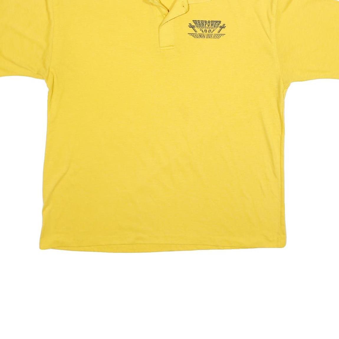 CRYSTAL SPRINGS Mens Yellow Short Sleeve Plain Polo Shirt XL Casual Summer