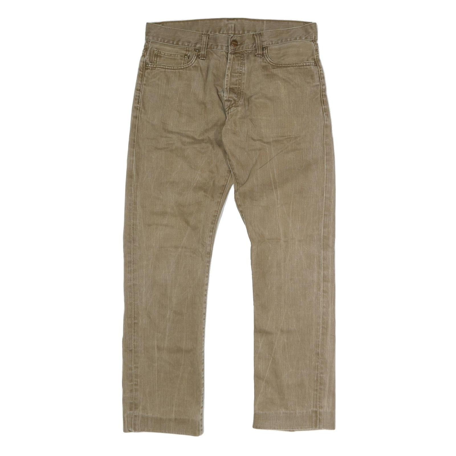 CARHARTT Mens Regular Fit Beige Denim Jeans W34 L30 Cotton Blend Button Closure