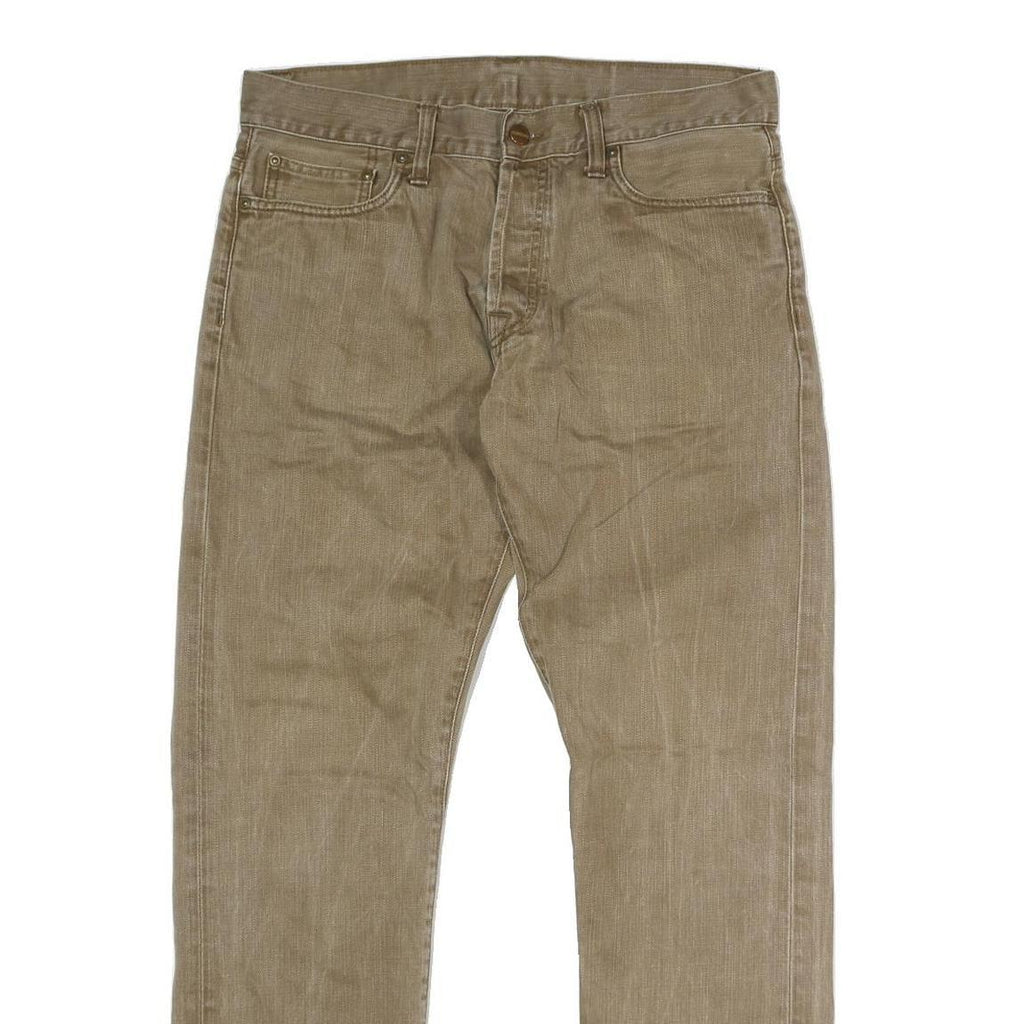 CARHARTT Mens Regular Fit Beige Denim Jeans W34 L30 Cotton Blend Button Closure