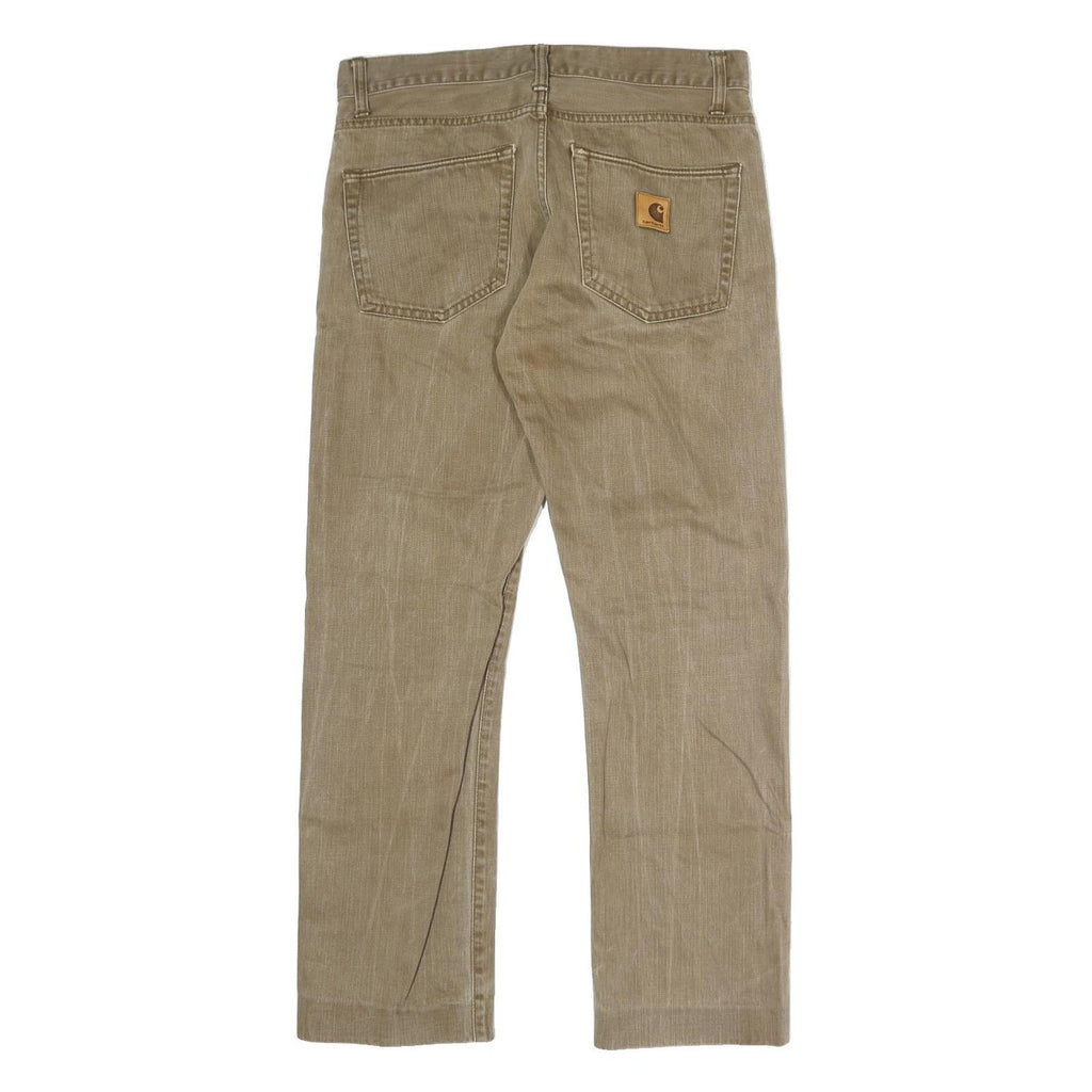 CARHARTT Mens Regular Fit Beige Denim Jeans W34 L30 Cotton Blend Button Closure