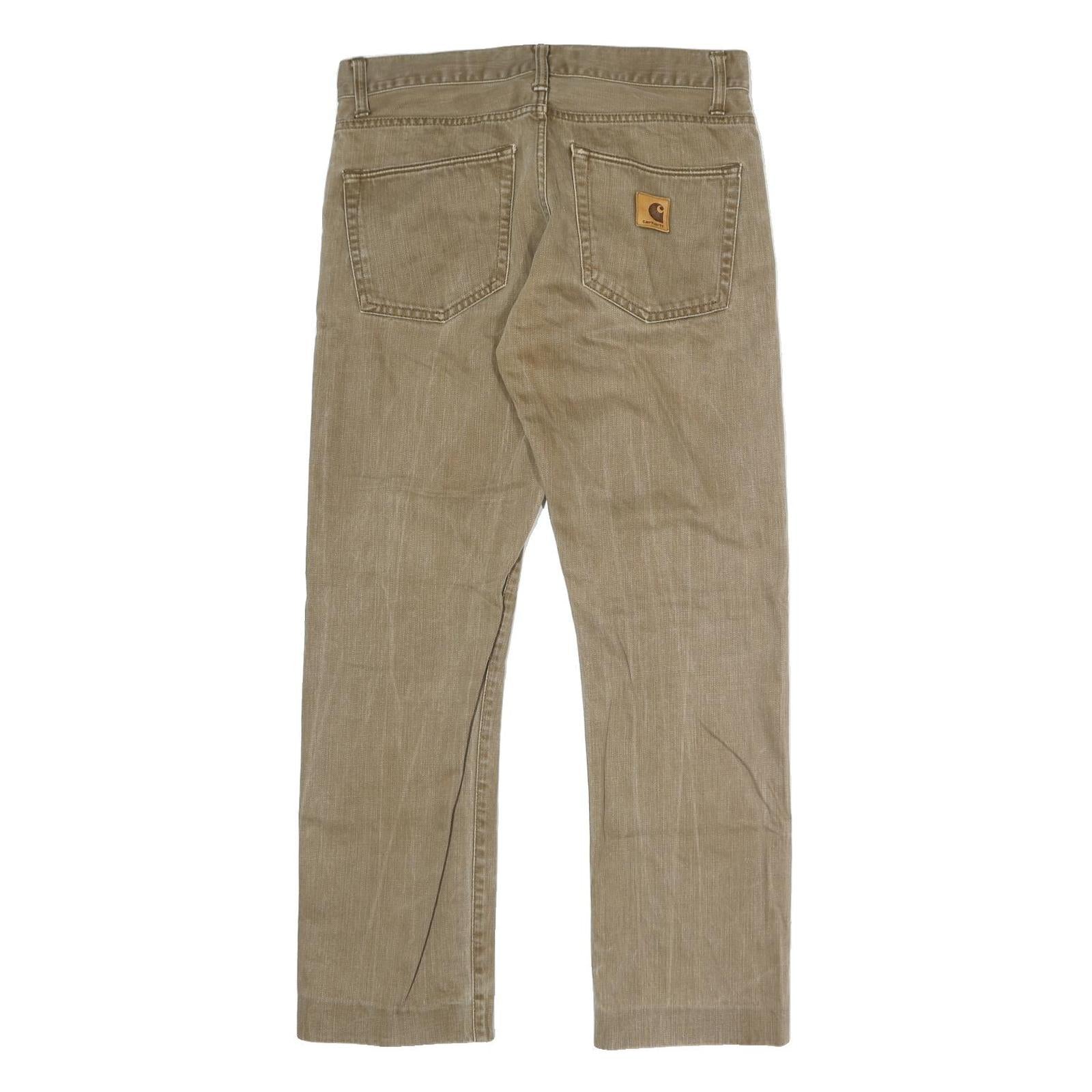 CARHARTT Mens Regular Fit Beige Denim Jeans W34 L30 Cotton Blend Button Closure