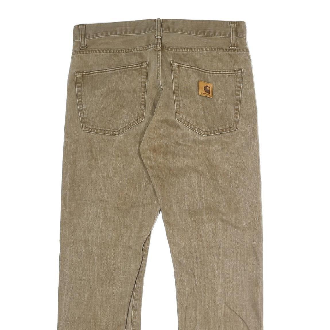 CARHARTT Mens Regular Fit Beige Denim Jeans W34 L30 Cotton Blend Button Closure