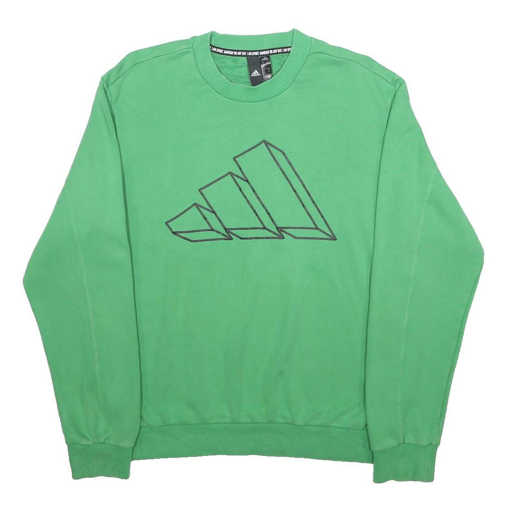 ADIDAS Mens Green Cotton Blend Crew Neck M Sweatshirt Sportswear Casual