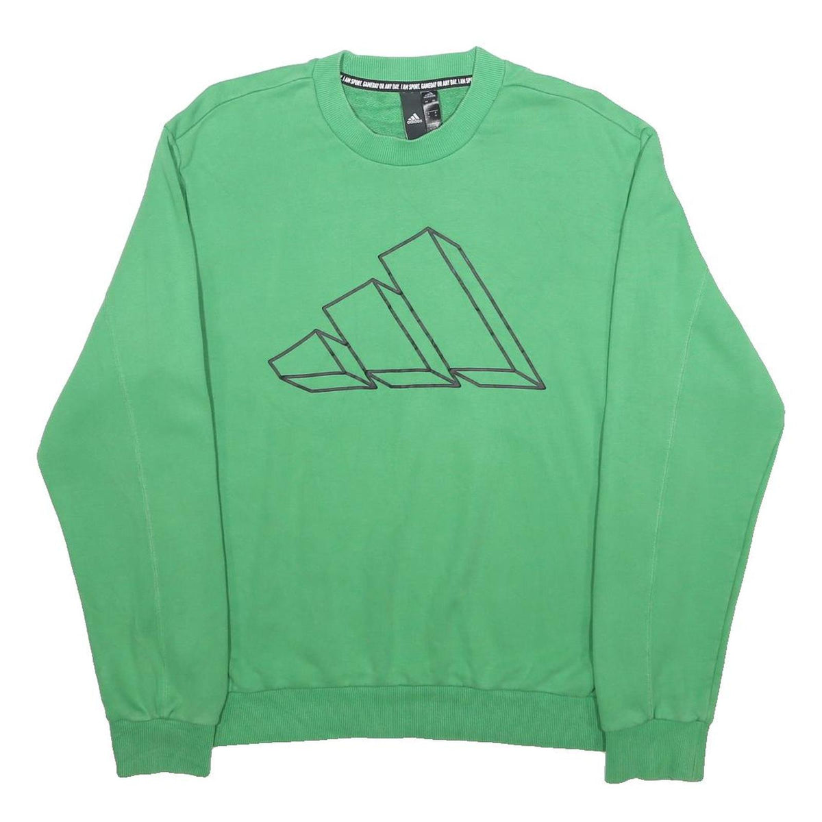 ADIDAS Mens Green Cotton Blend Crew Neck M Sweatshirt Sportswear Casual