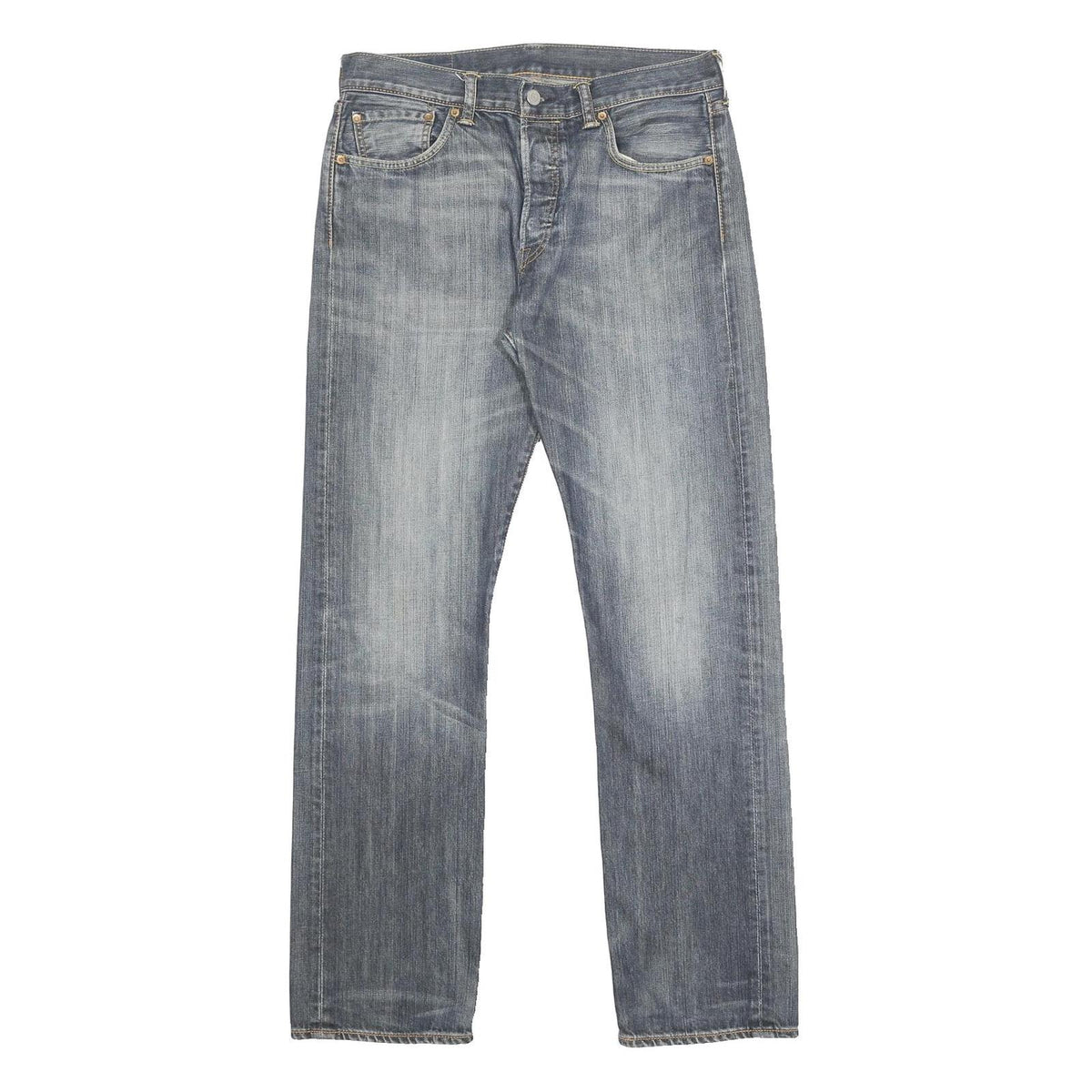 LEVI'S 501 Mens Jeans Blue Regular Straight Denim Medium W32 L32 Classic Button