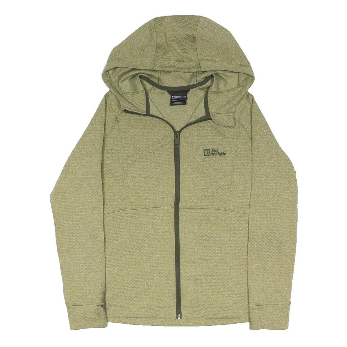 JACK WOLFSKIN Womens Green Jacket M Polyester Blend Zip Hooded Plain Outdoor