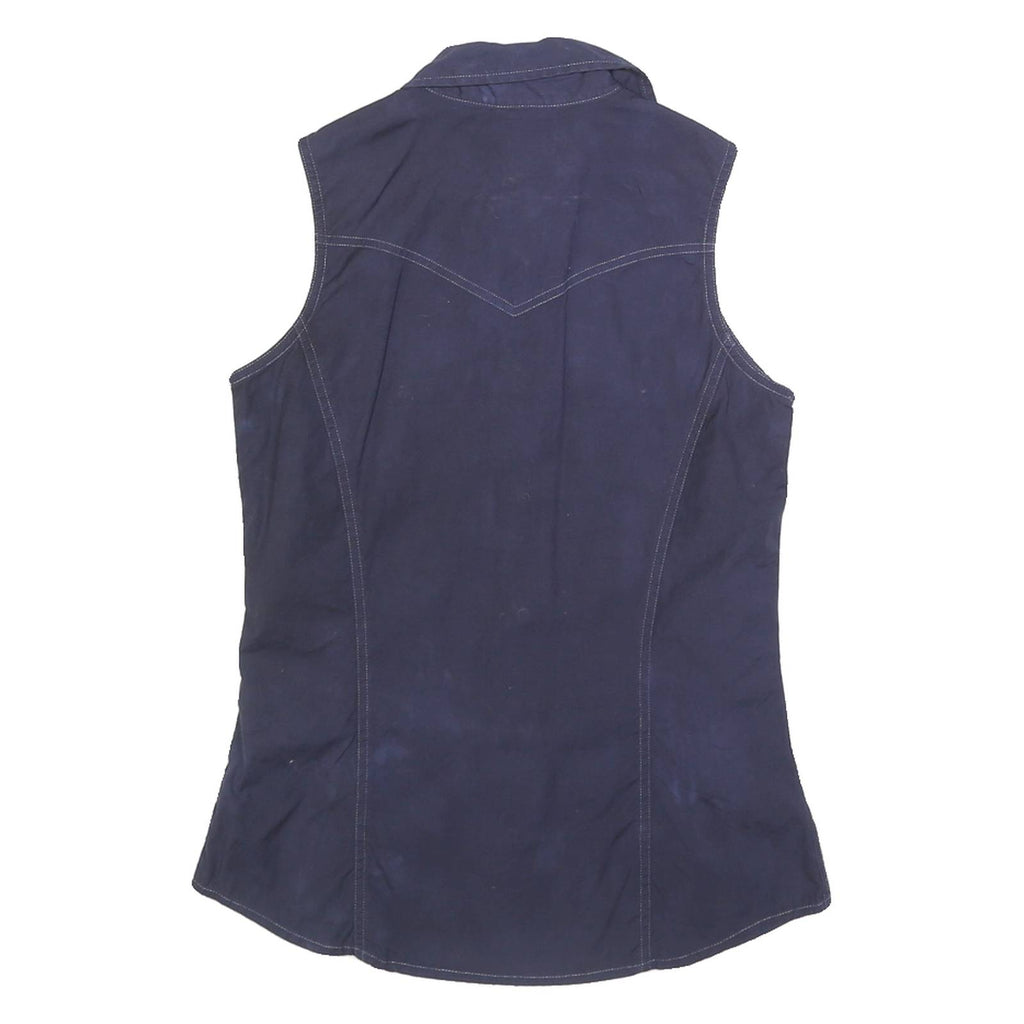 CARHARTT Womens Blue Plain Sleeveless Shirt XS Cotton Blend Canvas Button