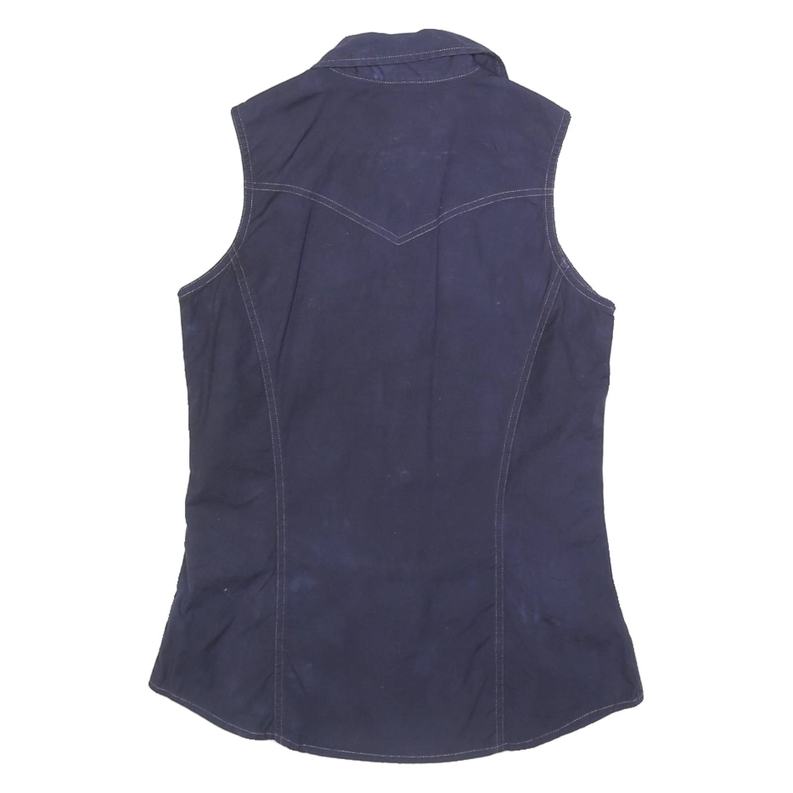 CARHARTT Womens Blue Plain Sleeveless Shirt XS Cotton Blend Canvas Button