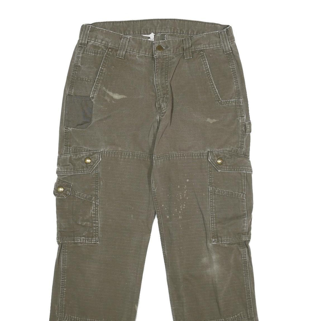 CARHARTT Mens Cotton Khaki Relaxed Cargo Trousers W32 L32 Workwear Pockets