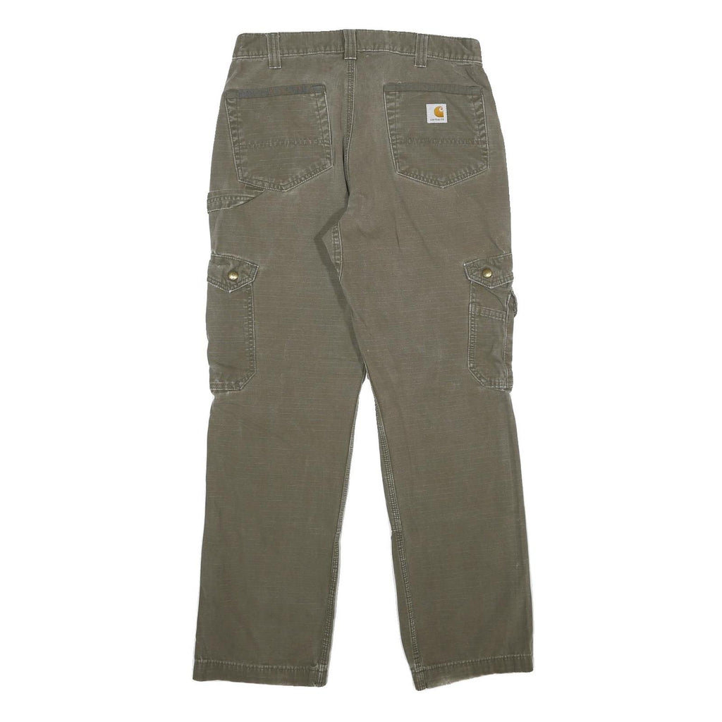 CARHARTT Mens Cotton Khaki Relaxed Cargo Trousers W32 L32 Workwear Pockets