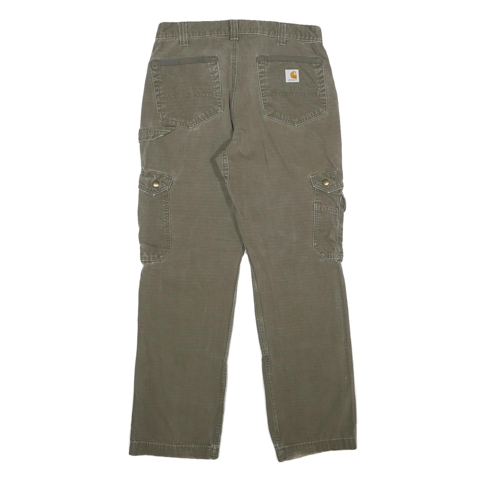 CARHARTT Mens Cotton Khaki Relaxed Cargo Trousers W32 L32 Workwear Pockets