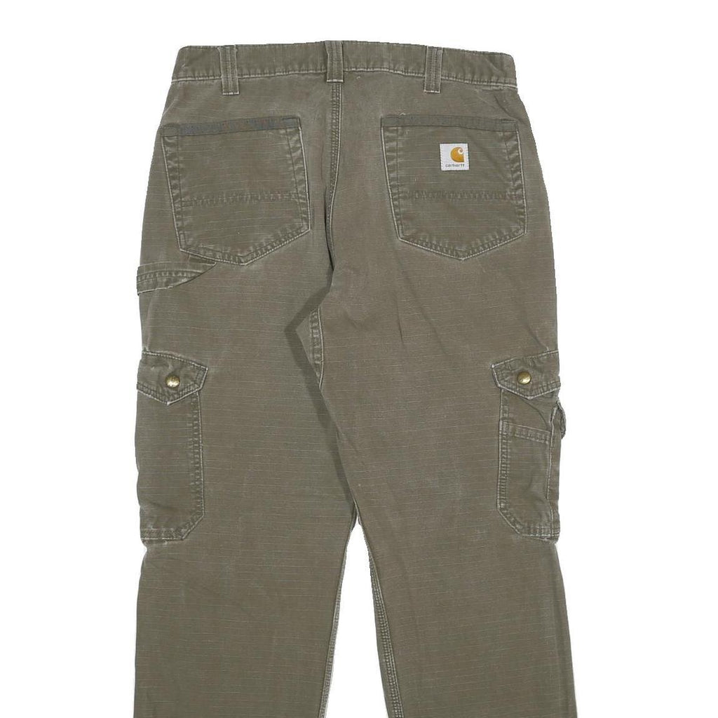CARHARTT Mens Cotton Khaki Relaxed Cargo Trousers W32 L32 Workwear Pockets