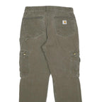 CARHARTT Mens Cotton Khaki Relaxed Cargo Trousers W32 L32 Workwear Pockets
