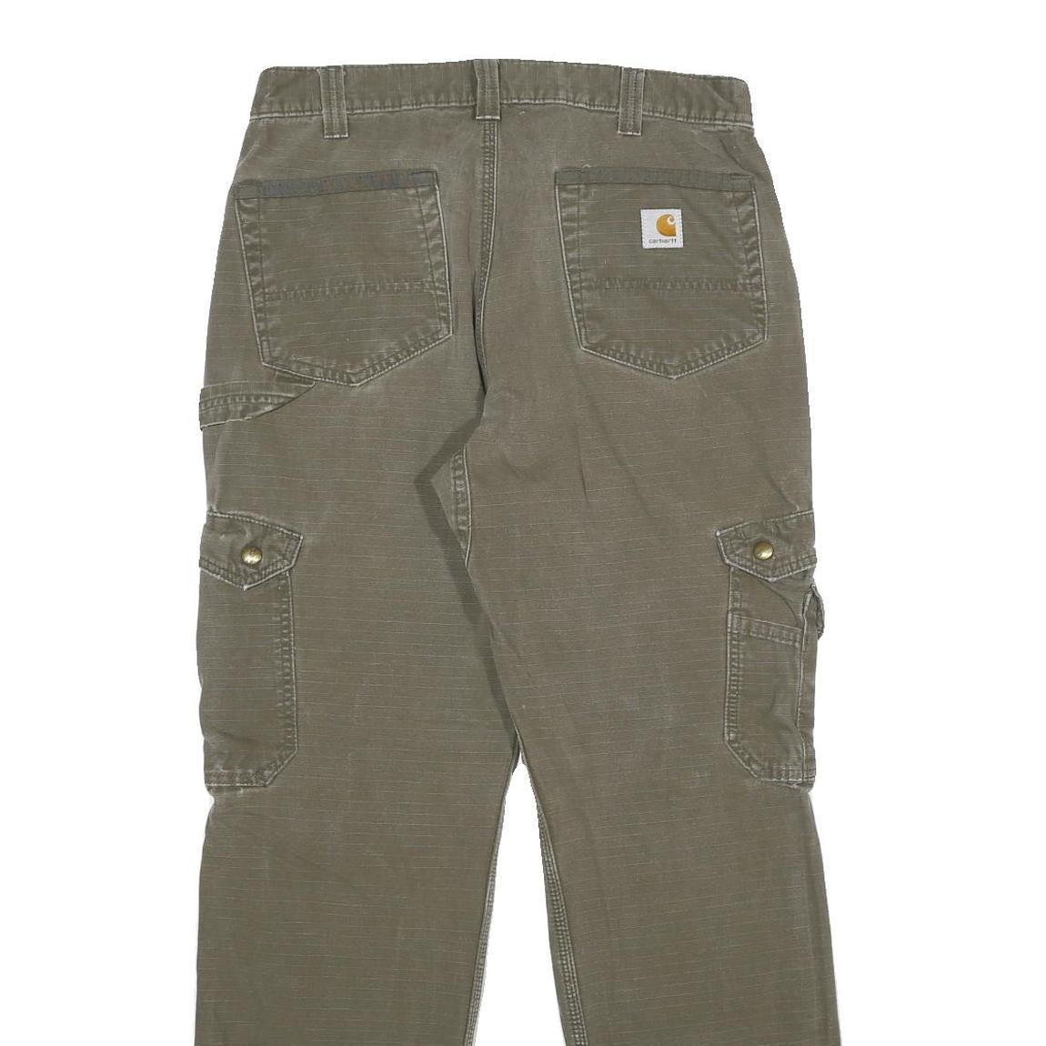 CARHARTT Mens Cotton Khaki Relaxed Cargo Trousers W32 L32 Workwear Pockets