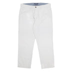 TOMMY HILFIGER Mens Cotton White Regular Fit Straight Trousers W34 L27 Casual