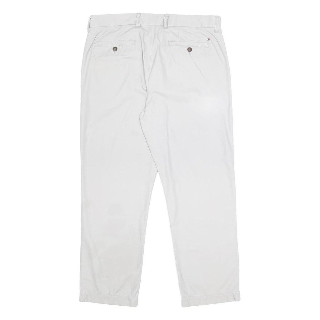 TOMMY HILFIGER Mens Cotton White Regular Fit Straight Trousers W34 L27 Casual