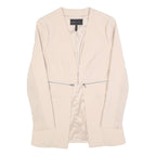 BCBGMAXAZRIA Womens Cream White Button Jacket M Polyester Blend Tailored Plain