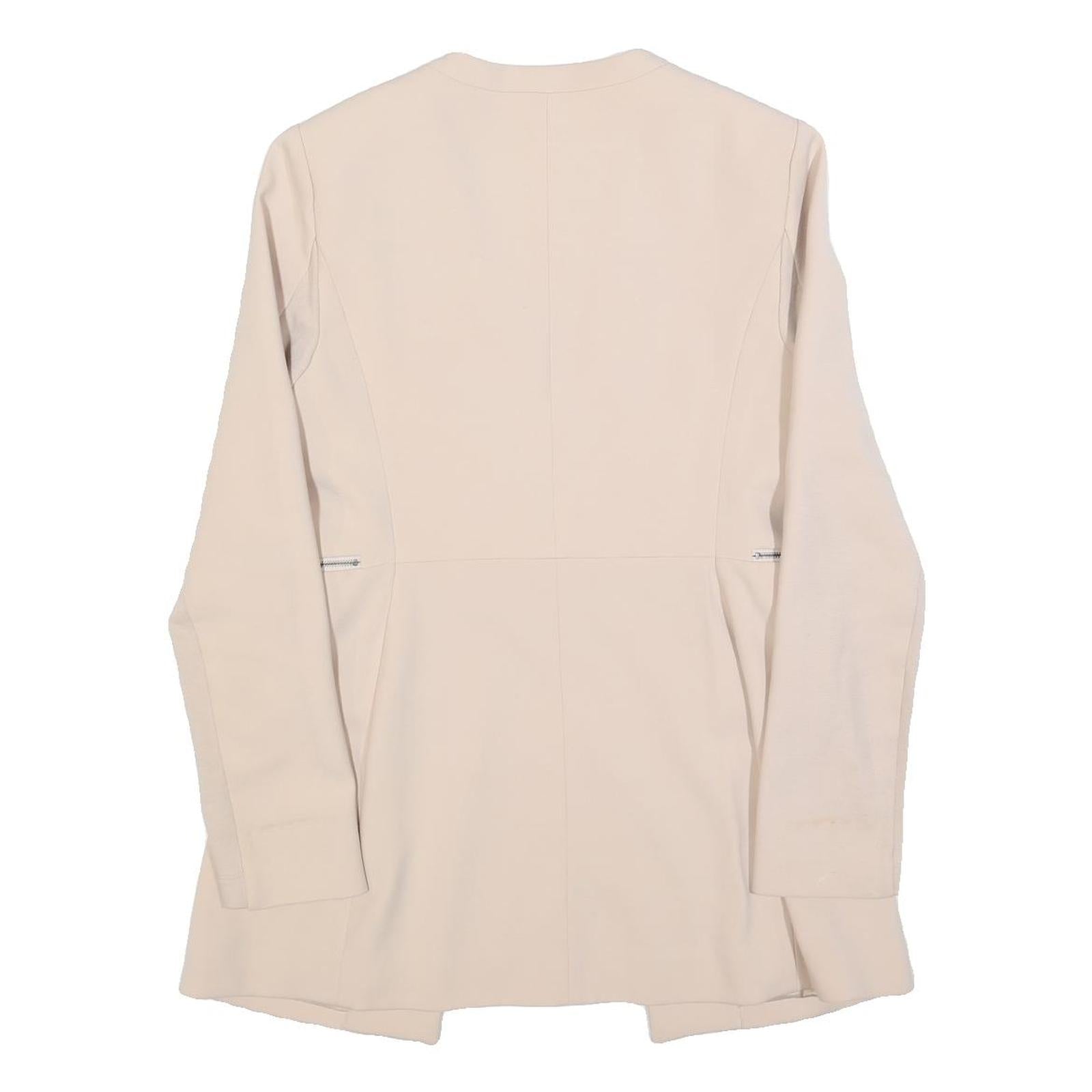 BCBGMAXAZRIA Womens Cream White Button Jacket M Polyester Blend Tailored Plain