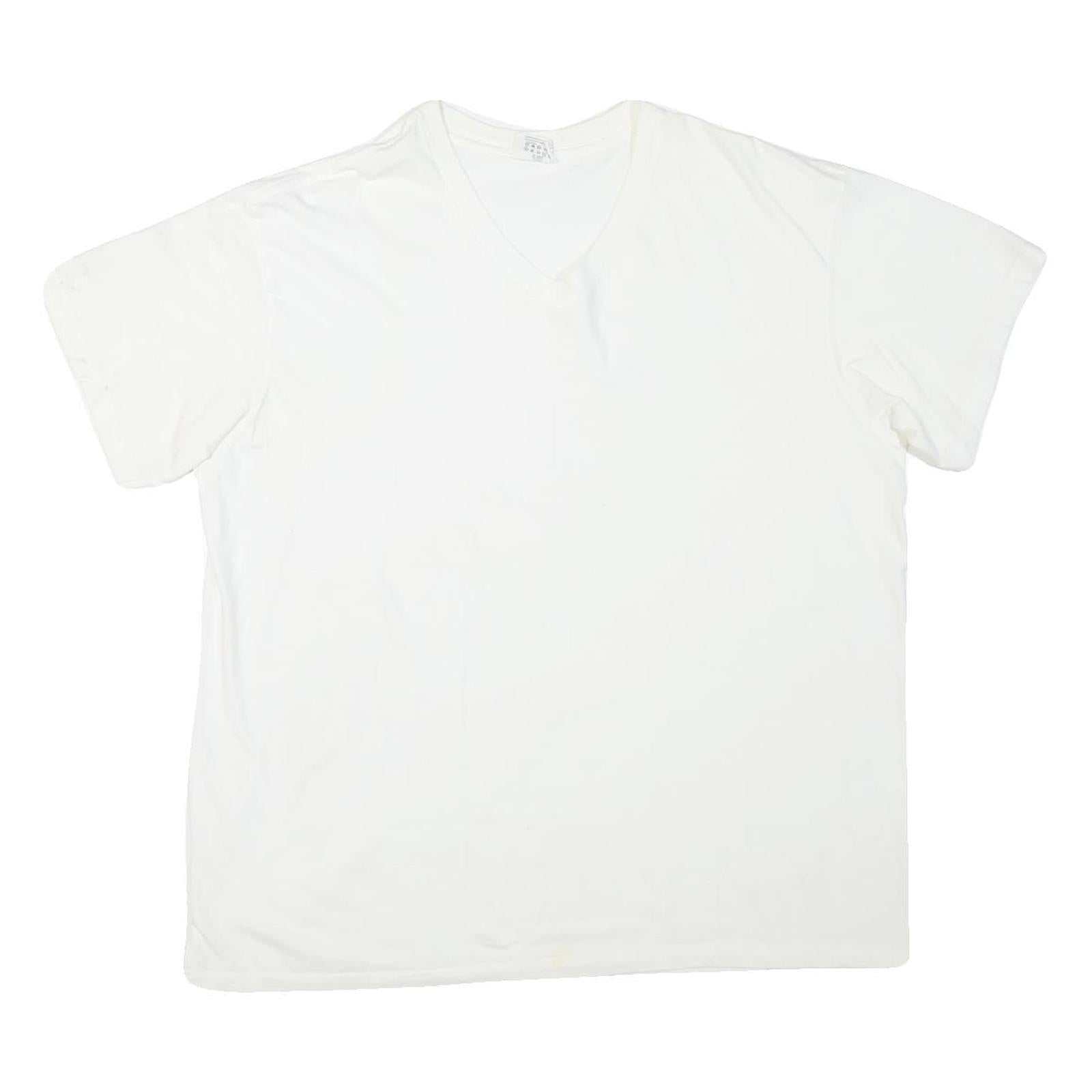 CALVIN KLEIN Mens White XL Plain V-Neck Cotton Blend Short Sleeve T-Shirt