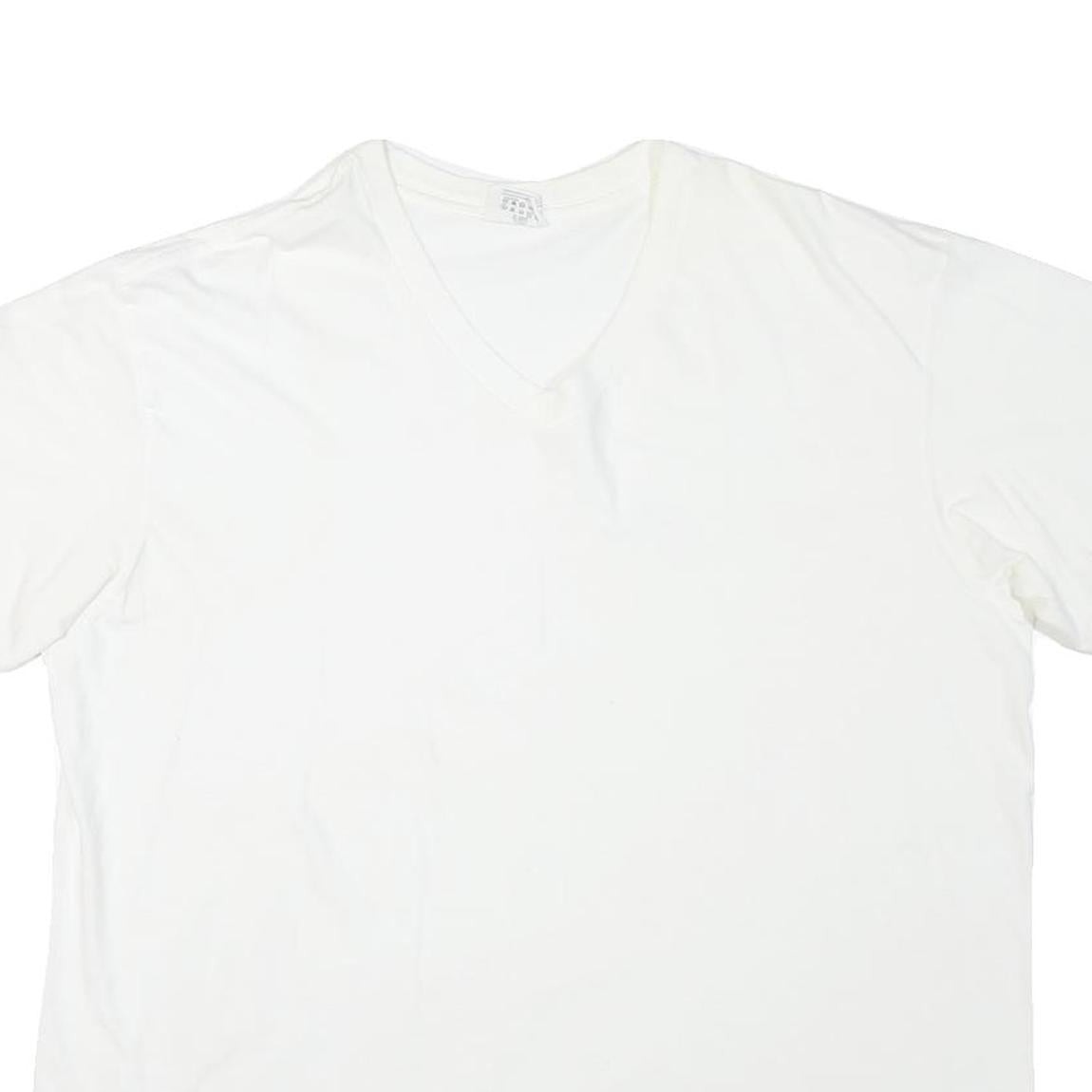 CALVIN KLEIN Mens White XL Plain V-Neck Cotton Blend Short Sleeve T-Shirt