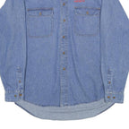 DUNBROOKE Mens Blue Denim Shirt L Cotton Button Collar Casual Workwear