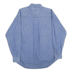 DUNBROOKE Mens Blue Denim Shirt L Cotton Button Collar Casual Workwear