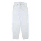 GALAXY Womens Jeans White Relaxed Straight Denim Light W28 L29 Classic Fit