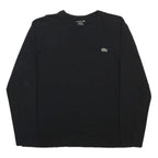 LACOSTE Mens Black Long Sleeve Crew Neck Cotton Blend XL Classic T-Shirt