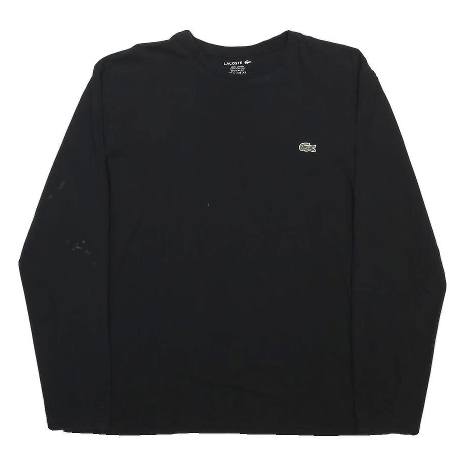 LACOSTE Mens Black Long Sleeve Crew Neck Cotton Blend XL Classic T-Shirt