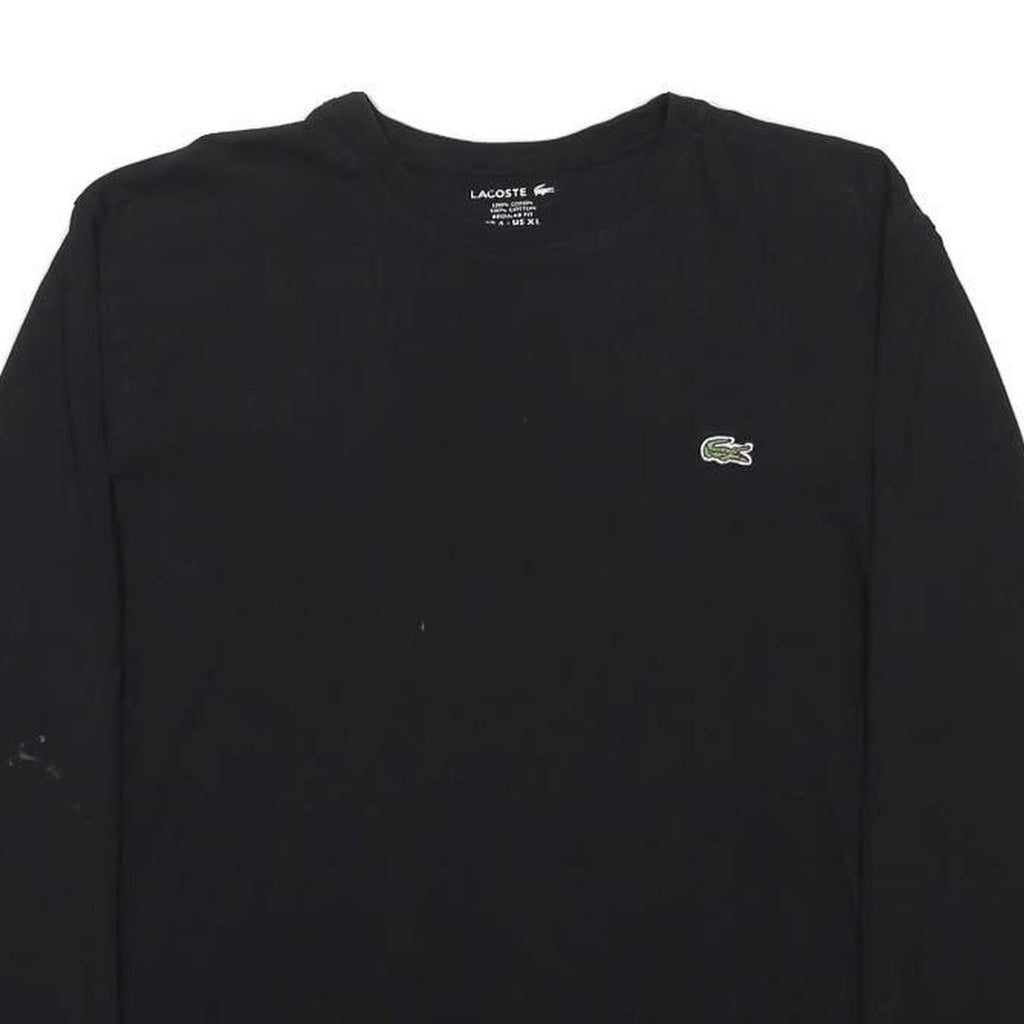 LACOSTE Mens Black Long Sleeve Crew Neck Cotton Blend XL Classic T-Shirt
