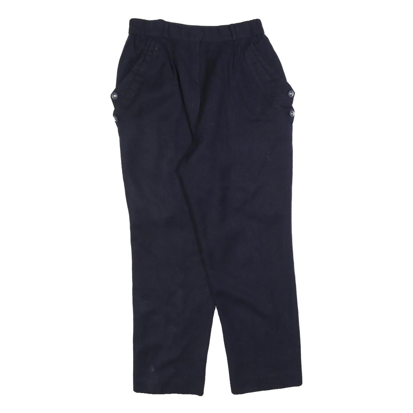 GAAN DUH Womens Navy Regular Fit Straight Leg Trousers W26 L27