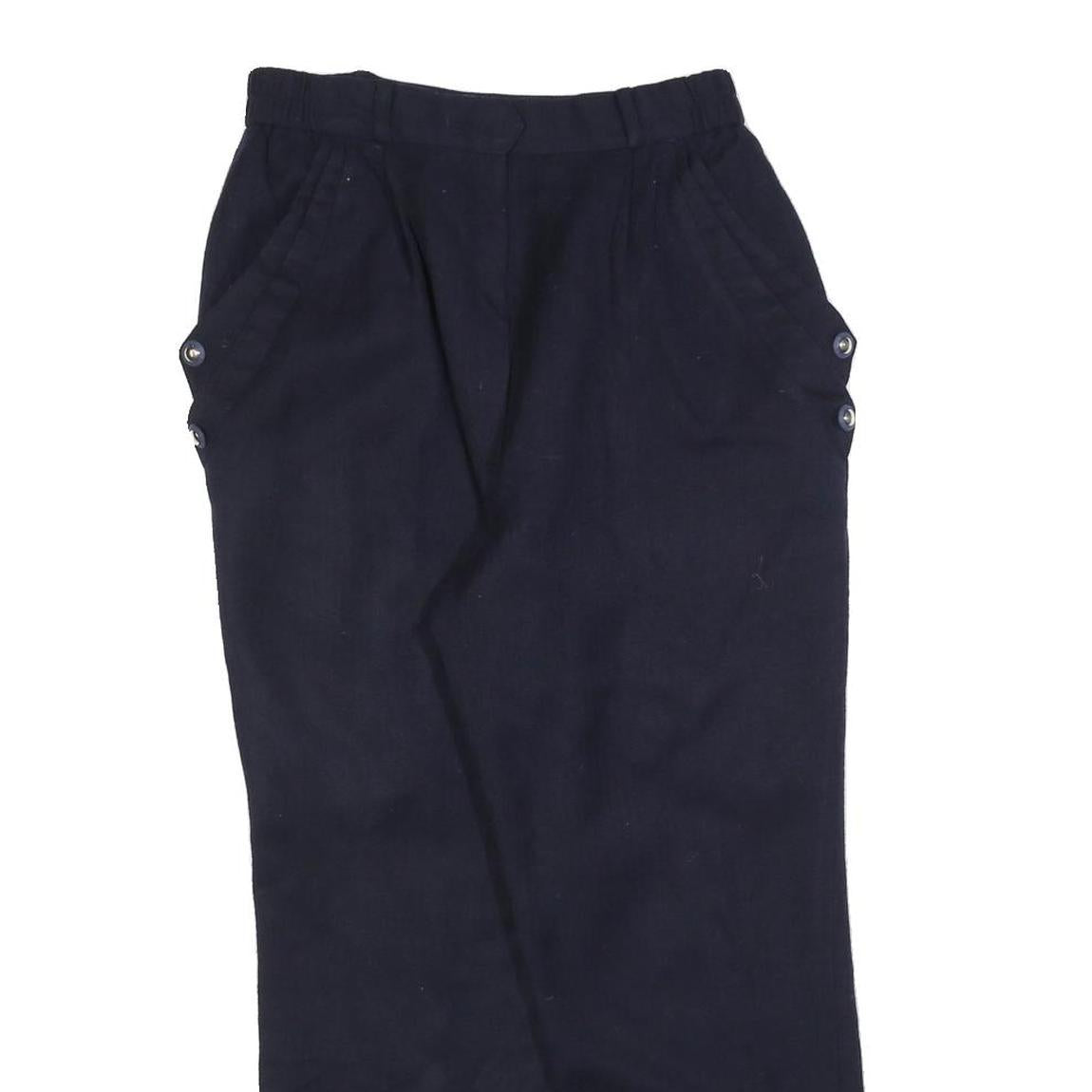GAAN DUH Womens Navy Regular Fit Straight Leg Trousers W26 L27