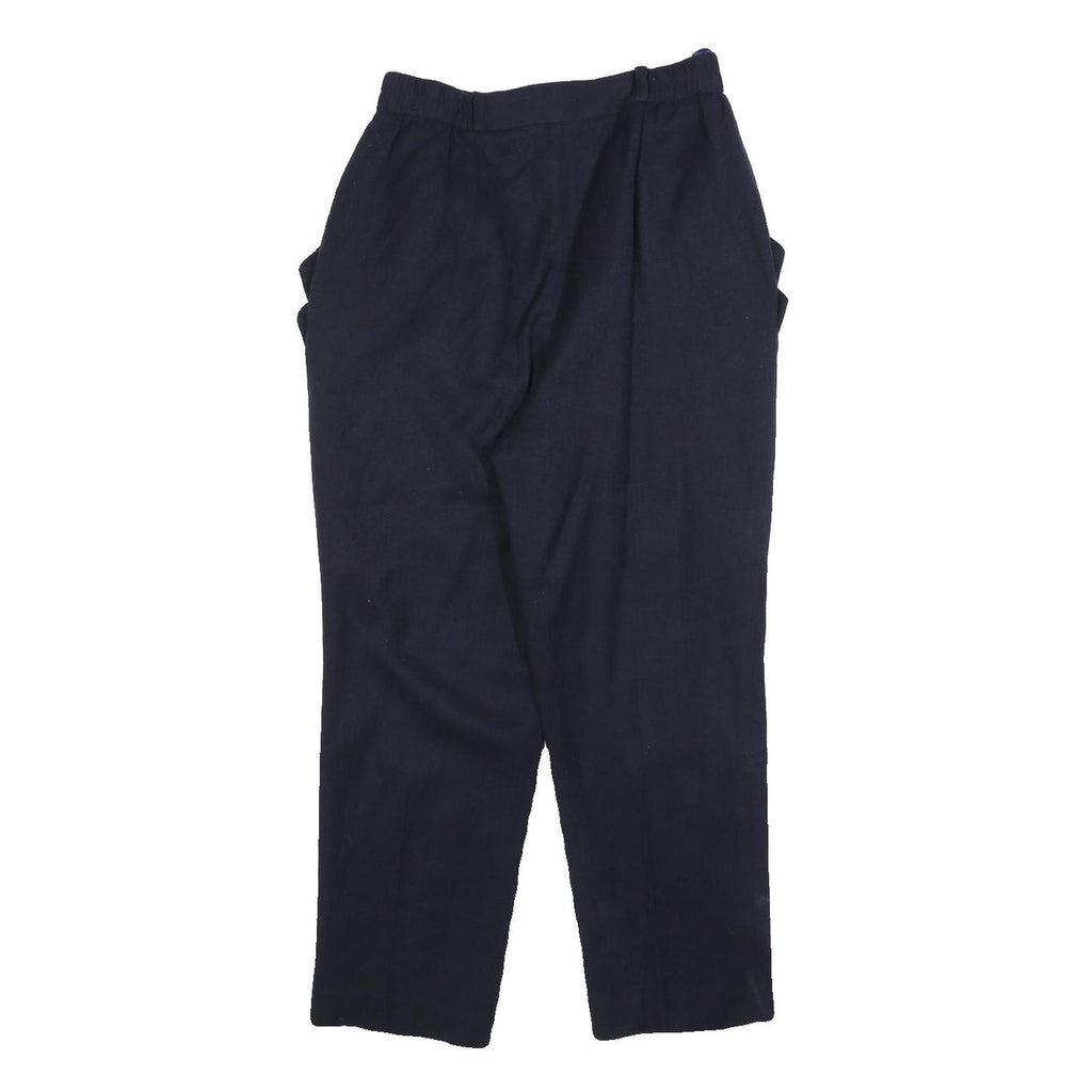 GAAN DUH Womens Navy Regular Fit Straight Leg Trousers W26 L27