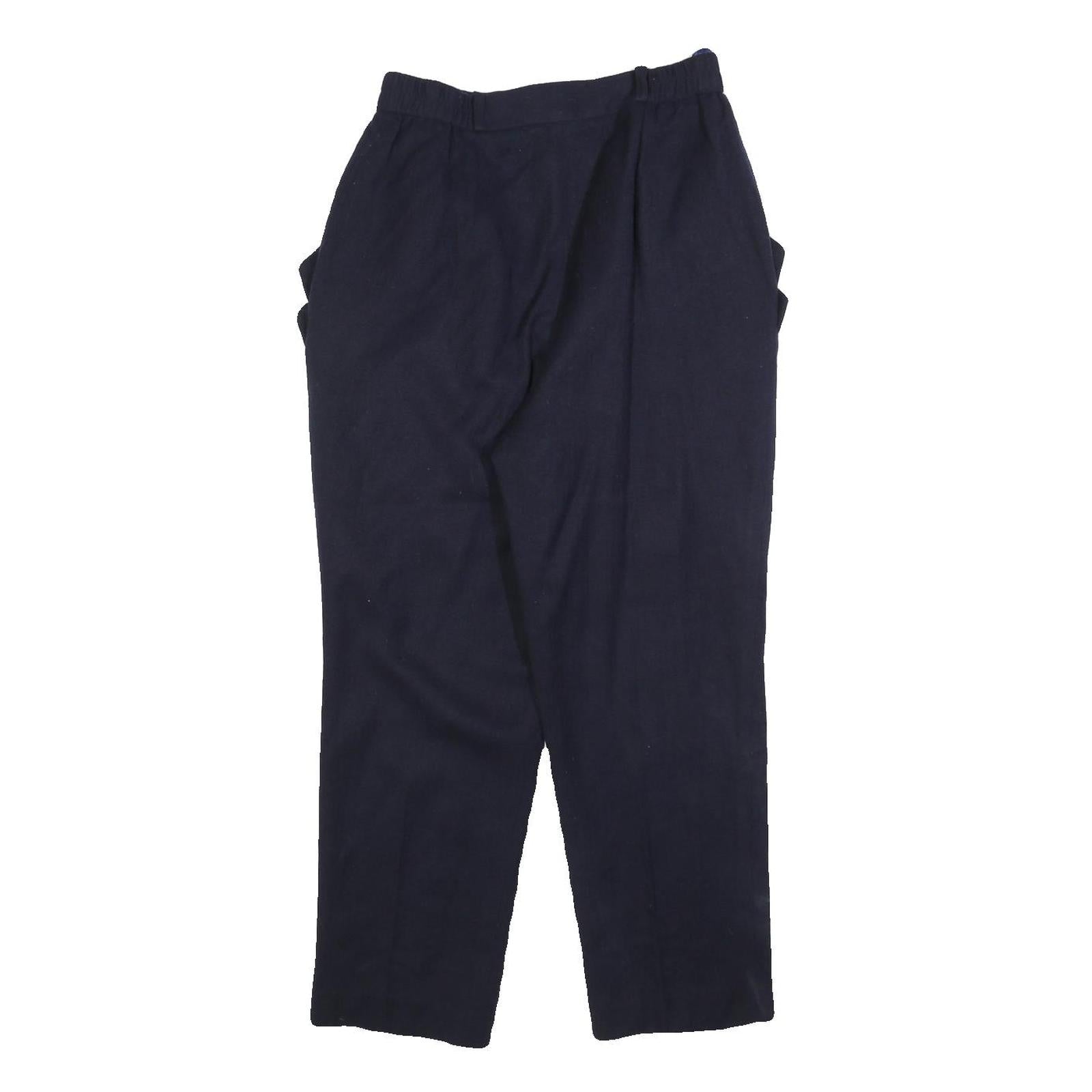 GAAN DUH Womens Navy Regular Fit Straight Leg Trousers W26 L27