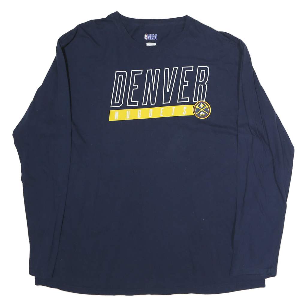 NBA Mens Blue Denver Nuggets Long Sleeve Crew Neck Cotton T-Shirt 2XL